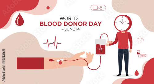 Flat Medical Scene Blood Donor Day Poster