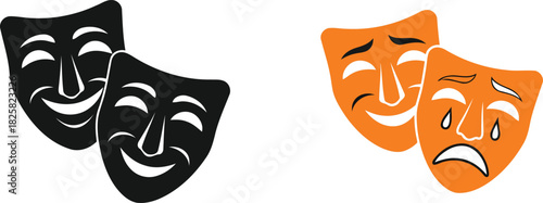 Theatrical comedy and tragedy masks illustration