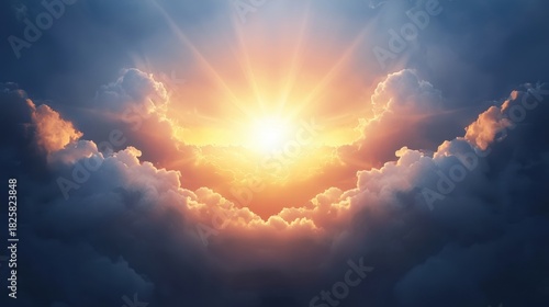 A Bright Sun Shining Through Clouds