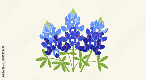 Vector Bluebonnet Clipart – Texas Wildflower Illustration for Spring Design