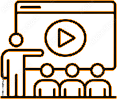 Online learning presentation with instructor and students watching