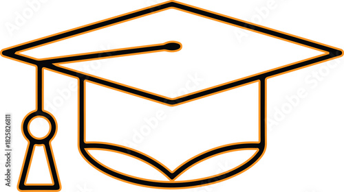 Simple graduation cap icon with tassel line art