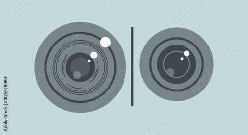 Vector Realistic Camera Lens Clipart – Professional Photo Objective Zoom Equipment