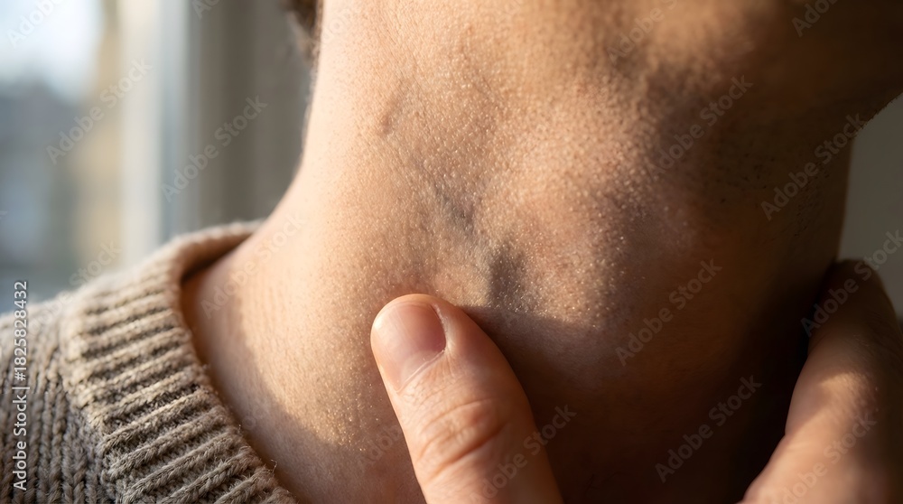 Fototapeta premium Man Examining His Neck Vein