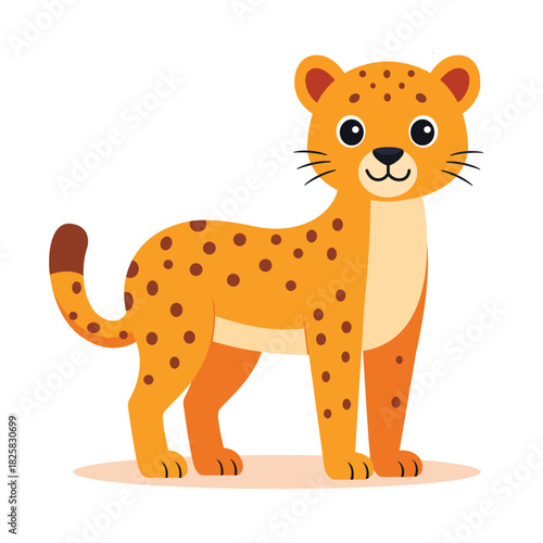 Cute Cartoon Cheetah Vector Illustration