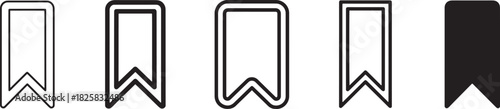 Set of vector bookmark icons in various styles, representing saving, favorite, marking, or important content for web and app design. Vector