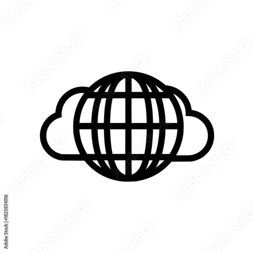 Minimalist vector icon of globe floating in cloud background for global environment themed design