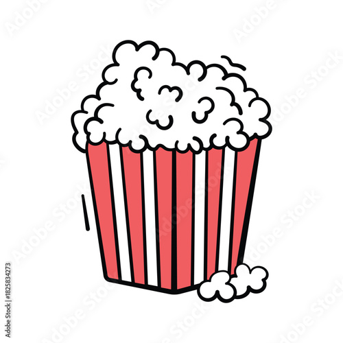 Illustration of food in cinema, top filled popcorn icon