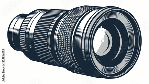 Professional camera lens illustration for photographers and videographers