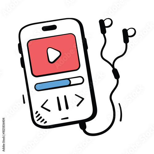 Illustration of hand drawn mp3 player icon