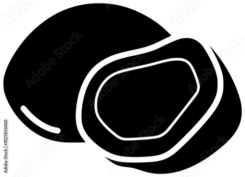 coconut illustration fruit silhouette tropical logo fresh icon food outline half natural vegetarian white coco healthy shell exotic nut shape women vector graphic background