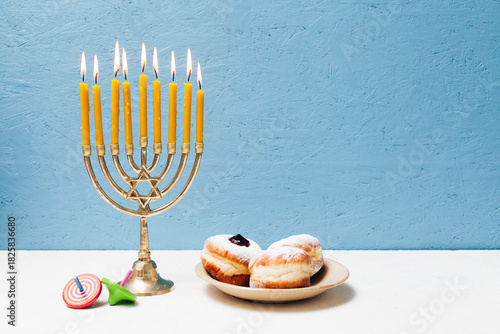 hanukkah menorah with candles