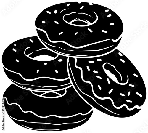 dessert illustration donut silhouette food logo bakery icon sweet outline pastry snack cake chocolate cream doughnut pink delicious sugar shape and vector graphic background