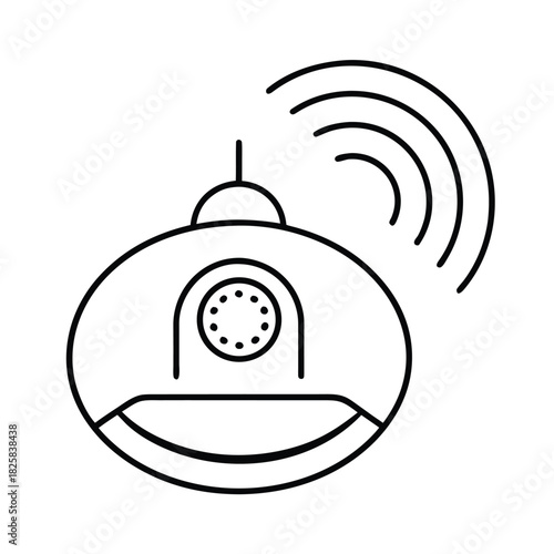 Smart Smoke And Carbon Monoxide Detector With Wifi Alerts vector line art on white background