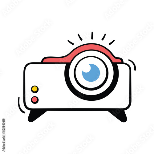 Well designed hand drawn icon of projector in modern style