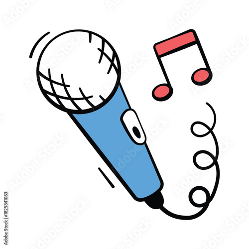 Hand drawn icon of singing mic, ready to use vector