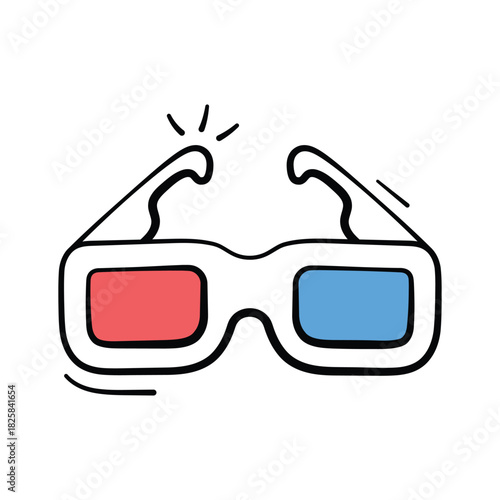 Stylish 3d glasses icon with white background