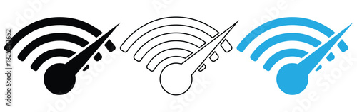 Speedometer icons show fast internet connections in sleek designs,Speedometer icons. Speed indicator. Speedometers icons set. Speed guage. Risk indicator. Risk meter,Tachometer icon isolated.
