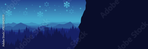 Minimalist vector illustration of a frozen wilderness scene perfect for a holiday website header.