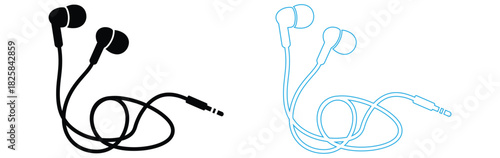 earphone earbuds icon symbol sign vector design simple modern style illustration collection black white color sets,Black and blue earbuds for music lovers, perfect for active lifestyle,