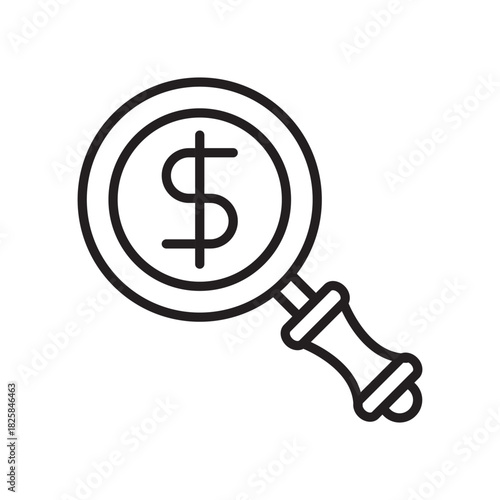 Finance icon  magnifying glass  money  line  logo vector symbol illustrator design minimalist