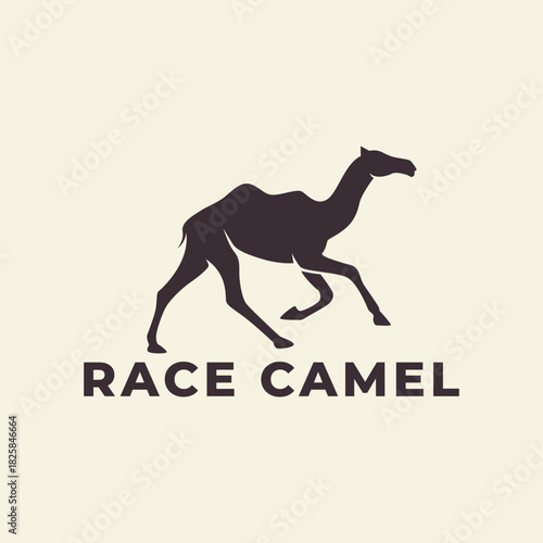 Camel running logo  race  icon vector symbol illustration minimalist design