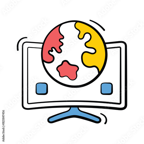 Take a look at this amazing hand drawn icon of global network