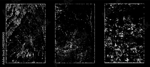 Grunge worn paper effect. Overlay texture stamps with old paper. Stamps distress grain surface dust and rough background concept. Illustration place over object to create grunge effect. Vector EPS10.
