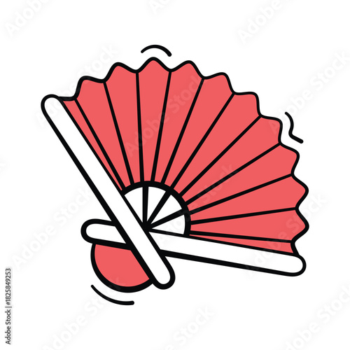 Trendy doodle style icon of decorative hand fan, modern vector