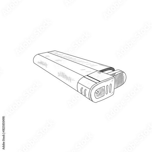 disposable lighter hand drawn line art sketch vector illustration