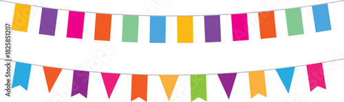 Garland and bunting colourful flag for carnival birthday party event d�cor element isolated on transparent background