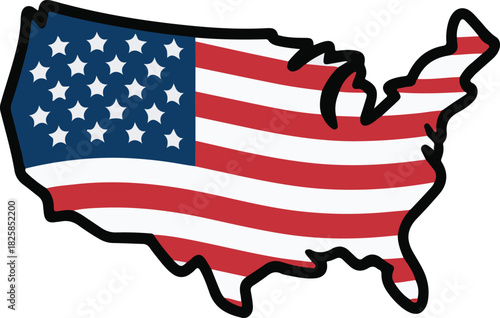 American Map Usa Country United States Shape Border Patriotic Land Silhouette Vector