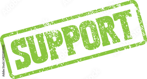Essential Green Support Stamp Illustrating Assistance and Encouragement on White