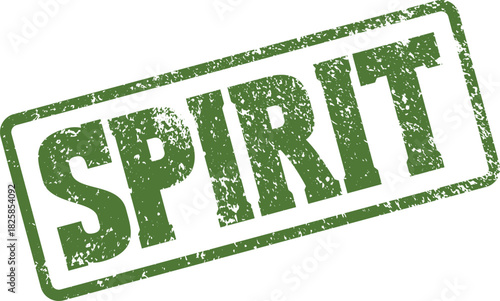Vibrant Green Spirit Stamp Indicating Enthusiasm and Inspiring Team Morale on White