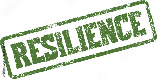 Inspiring green resilience rubber stamp marking strength and enduring perseverance