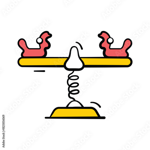 Cute duck seesaw vector design in modern style