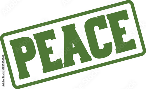 Peace green stamp symbolizing global harmony, inner calm, and serene tranquility for mental well being