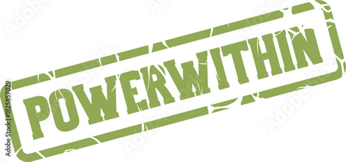 Powerwithin green stamp representing inner strength, self empowerment, and individual personal growth journey