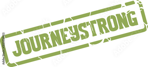 Robust green rubber stamp with the empowering message JOURNEYSTRONG for resilience and progress