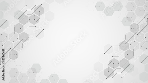 Technology hexagon white background. Abstract geometric shape technology digital hi tech concept background