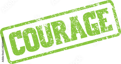 Bold Green Courage Stamp Symbolizing Strength and Resilience in Overcoming Lifes Challenges
