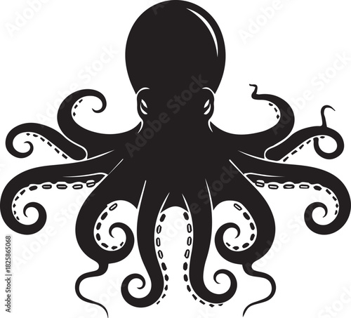 octopus silhouette vector flat illustration design