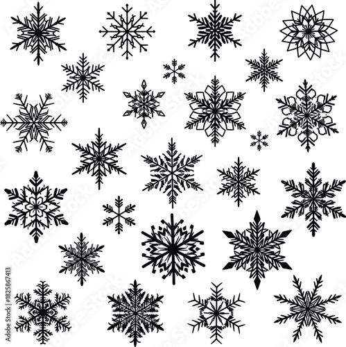 Seamless blue winter snowflake vector pattern set for Christmas holiday decoration