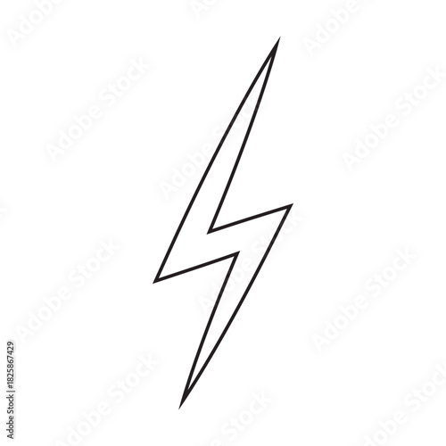 Black lightning bolt electric energy symbol silhouette. High voltage power hazard sign. Flat thunderbolt icon for electricity and speed. Isolated vector, white background 