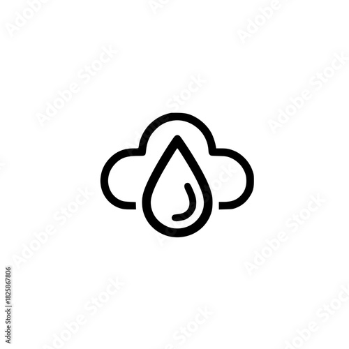 icon showing droplet positioned in cloud for meteorology climate and rain concept use