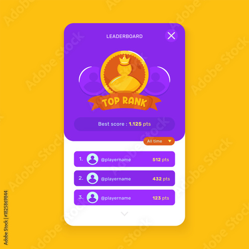 Leaderboard Top Rank Achievement Badge on UI Onboarding Screen Template