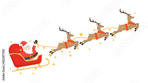 Happy Santa Claus cartoon character in red suit with a gift bag, isolated on a white background for Christmas and winter holiday greeting illustration