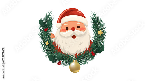 Happy Santa Claus cartoon character in red suit with a gift bag, isolated on a white background for Christmas and winter holiday greeting illustration