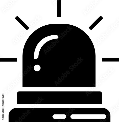 Emergency siren of ambulance or police, simple icon. Black linear icon with editable stroke, emergency siren vector icon .black outline filled version . isolated transparent background 