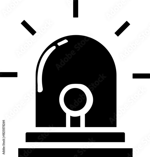 Emergency siren of ambulance or police, simple icon. Black linear icon with editable stroke, emergency siren vector icon .black outline filled version . isolated transparent background 